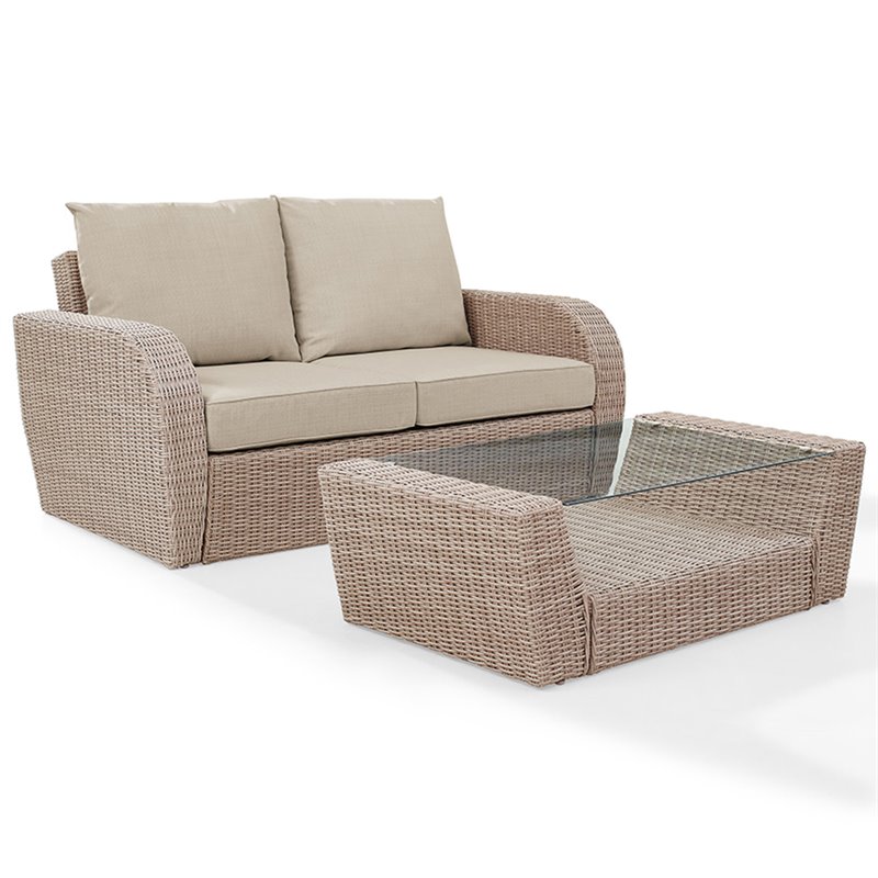 Crosley Furniture St Augustine 2 Pc Outdoor Wicker Seating Set With
