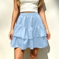 thumbnail image 2 of Hduncf Flowy Skirt Dress for Women Boho Ruffled Tiered Skorts Casual High Waist Mini Skirts Tennis Golf Comfy Skirts Fashion Blue XL, 2 of 6