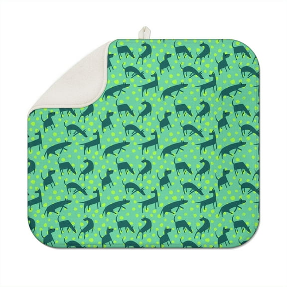Animal Paw Print Kitchen Drying Mat Super Absorbent Microfiber Dish Drying Pad 18"x16"