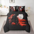 thumbnail image 2 of Castle Fairy Japanese Samurai Twin Bedding Sets 7-Piece for Kids Teens Adults,Black Red Bedding Comforter Set Microfiber,Exotic Style Breathable Sheet Sets,Luxury Bedroom Decor,Reversible, 2 of 8
