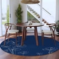thumbnail image 3 of Round Area Rugs Collection 7 Ft, Navy Blue Flowers Non-Slip Residential Carpet, Rustic Abstract Floral Simple Art Indoor Crawling Mats Runner Rugs for Living Room/Dining Room/Bedroom, 3 of 8