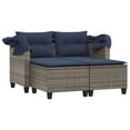 thumbnail image 3 of vidaXL PE Rattan & Powder-Coated Steel Outdoor Sofas with 2-Garden Stool, 2-Seat Cushion, Gray, 3 of 11