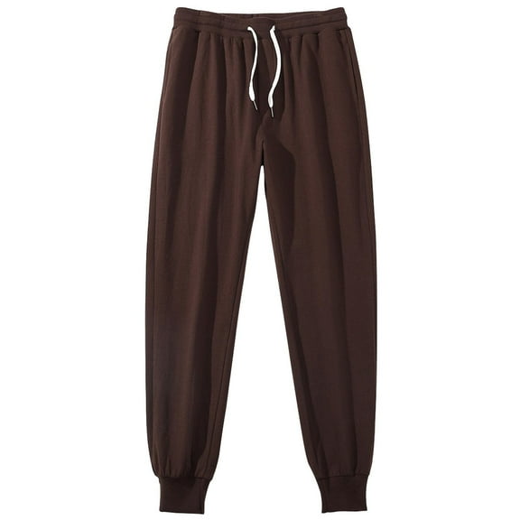 hoksml Men Active Athletic Pants Casual Solid Elastic Waist Drawstring Full Length Pants Lightweight Sweatpants Workout Jogger Cuffed Pants Legs