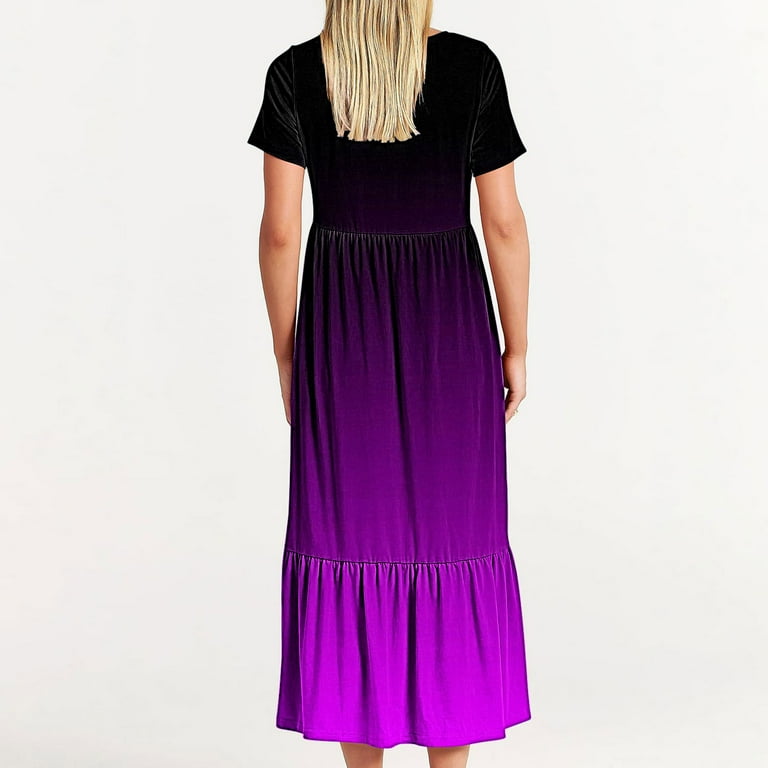 Purple Womens Brunch Short Sleeve Dress for Women Crewneck Spandex Gradient Maxi Long Loose Fit Tiered Summer Fall 2025 Clothes Y2K XXL - Walmart.com Purple Womens Brunch Short Sleeve Dress for Women Crewneck Spandex Gradient Maxi Long Loose Fit Tiered Summer Fall 2025 Clothes Y2K XXL - Walmart.com