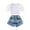 White, variant on Toddler Girls Short Sleeve Suit Ribbed T Shirt Tops and Denim Shorts Set Girls Summer Clothes Outfit 1 to 4 Years