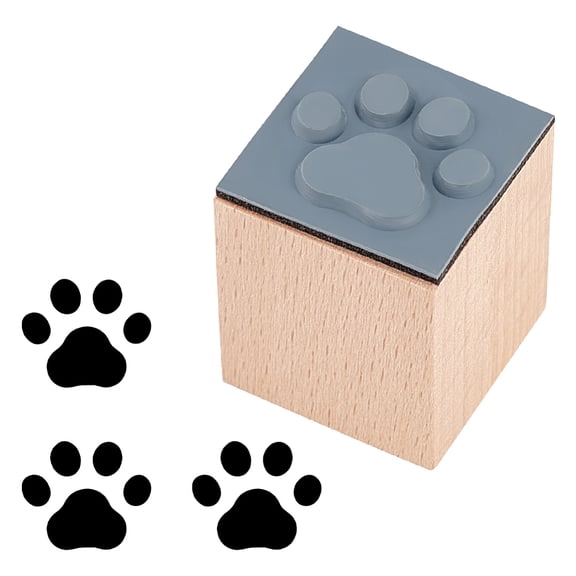 1 pc Wooden Stamps with Rubber for DIY Craft Card Scrapbooking Supplies Paw Print 25~25.5x25~25.5x32mm