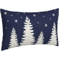 thumbnail image 4 of Christmas Pillow Covers 12x20 Inch Set of 2 Navy Blue Cream Christmas Tree Snowflakes Decor Throw Pillows Winter Xmas Holiday Outdoor Lumbar Cushion Cases for Couch Bed Decorations, 4 of 5
