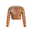 thumbnail image 1 of ITFABS Femmes Slim-fit Crop Tops, Imprimé Cartoon Pull Col Rond à Manches Longues, 1 of 9