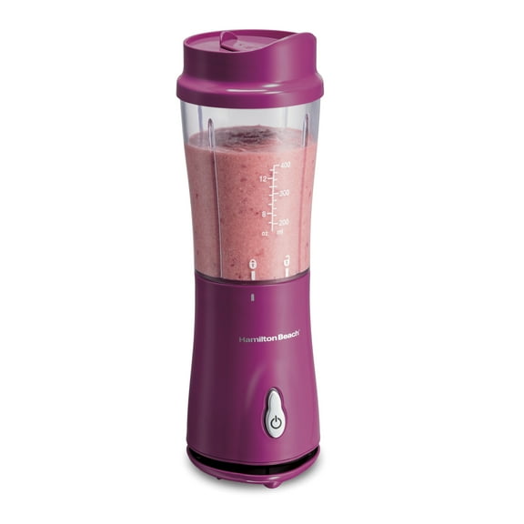 Hamilton Beach Personal Blender for Smoothies with Travel Lid, 14 oz, Raspberry
