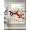 thumbnail image 2 of Sheer Curtains 54 Inch Length, Red Flowers Semi Sheer Curtains Light Filtering Window Treatment, Vintage Chinese Painting Plum Branches Privacy Voile Drapes for Living Room Bedroom 52x54 Inch, 2 of 7