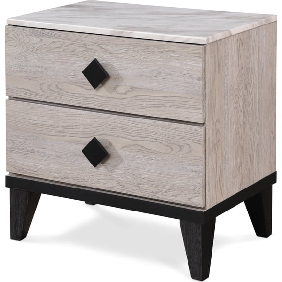 Adore Decor Micah Modern Square Nightstand End Table with 2 Drawers, Beige