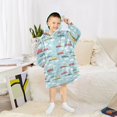 thumbnail image 6 of FORMRS Wearable Blanket Hoodie with Sleeves for Kids Cozy Flannel Sweatshirt, Blue Trains Pattern, 6 of 7