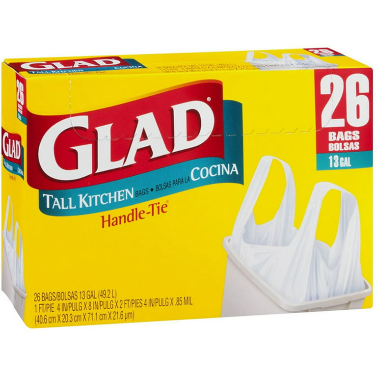 Glad Tall Kitchen Handle-tie Trash Bags - 13 Gallon White Trash