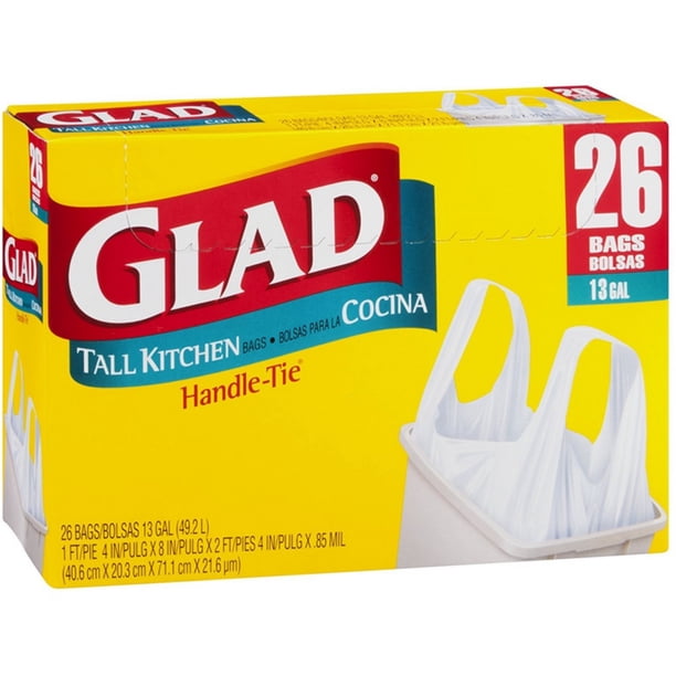 2 Pack Glad 13 Gal. HandleTie Garbage Bags 26 ea