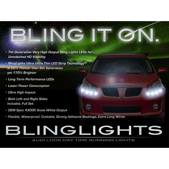 For Pontiac Vibe LED DRL Light Strips Headlamps Headlights Head Lights Strip Lamps LEDs DRLs