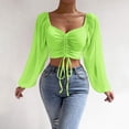 thumbnail image 2 of Tisuna Long Sleeve Crop T-Shirts For Women Breathable Solid Color Square Neck Tops Ladies Daily Party T Shirt Size L, 2 of 7