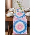 thumbnail image 4 of Pink Blue Ombre Table Runner 70 Inches, Modern Boho Ethnic Tie Dye Geometric Bed Runner Dresser Scarves Tabletop for Indoor Outdoor Parties/Ceremony/Banquet, 13" x 70", 4 of 8