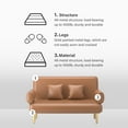 thumbnail image 4 of Modern Folding Sofa, Adjustable Futon Sofa Bed, Upholstered Loveseat Sofa with Gold Metal Legs and Detachable Armrest, Comfy Sleeper Bed Accent Sofa for Living Room, Bedroom, Office, Brown, 4 of 5