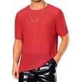 thumbnail image 1 of Camiseta de malla transparente INSPIRE CHIC para hombre, camiseta de manga corta, cuello redondo, camiseta de fiesta transparente, 2XL roja, 1 of 4