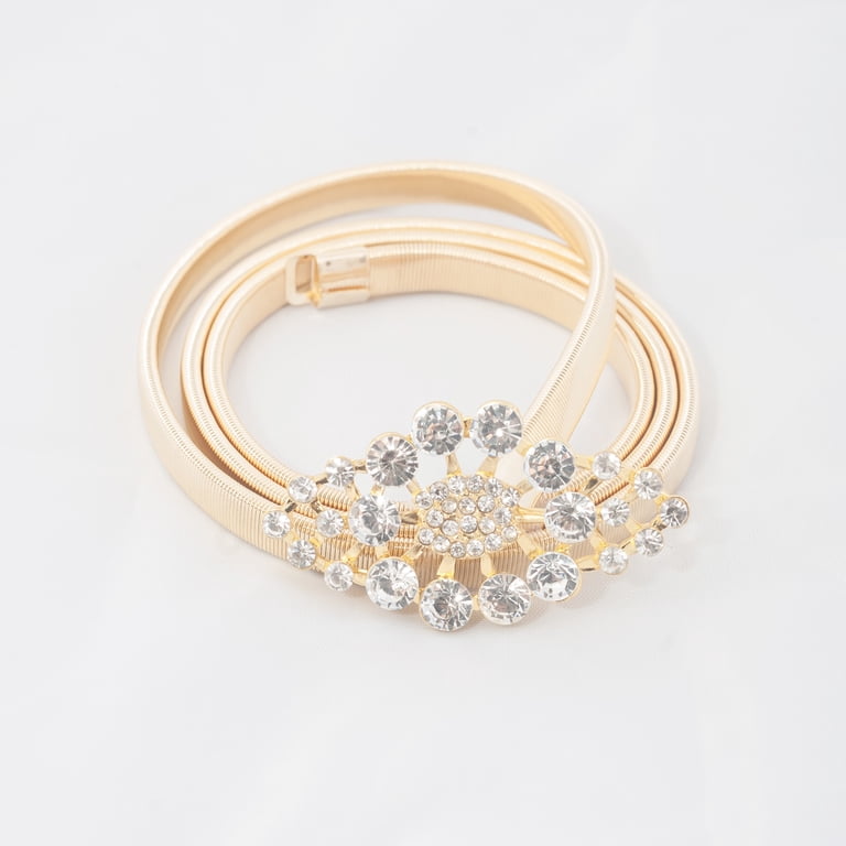 4877 Evogues Plus Size Rhinestone Pendant Buckle Metal Elastic Waist Belt eVogues Plus size Rhinestone Pendant Buckle Metal Elastic  main image 2