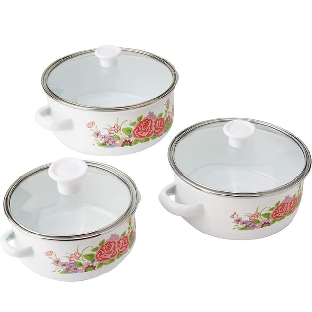 Juego de 3 Ollas de Peltre Hot Spot Z477 con Tapa 16 18 Y 20 cms