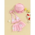 thumbnail image 3 of Bslissey Toddler Baby Girls Cute 3Pcs Bikini Swimsuit Sleeveless Halter Neck Tank Tops + Skirt Hem Shorts + Hat 9M-3T Infant Casual Summer Bathing Suits Beach Wear, 3 of 9