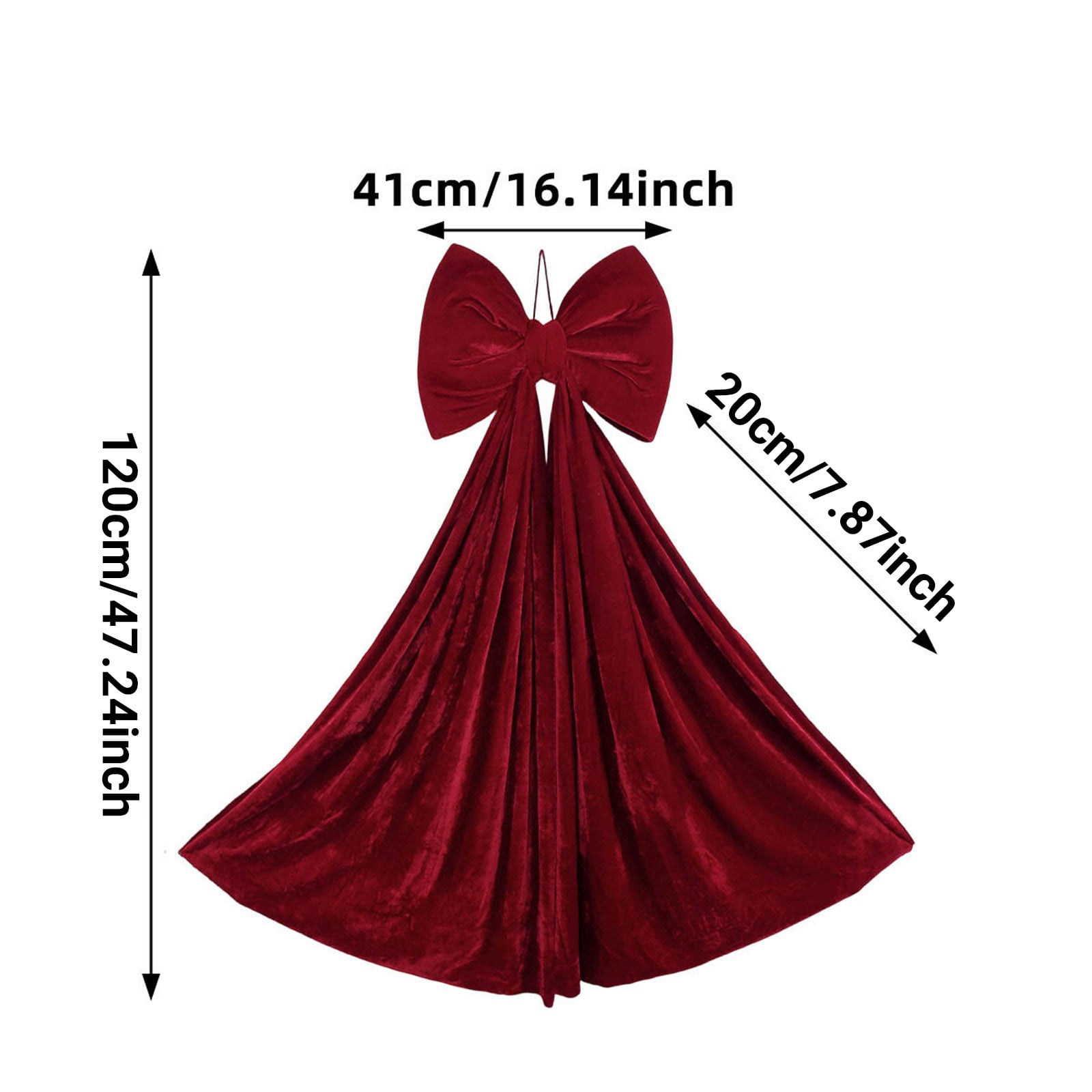 Deeceymbur Burgundy Velvet Christmas Bow Hanging Ornament for Tree Decoration Holiday Festive Decor