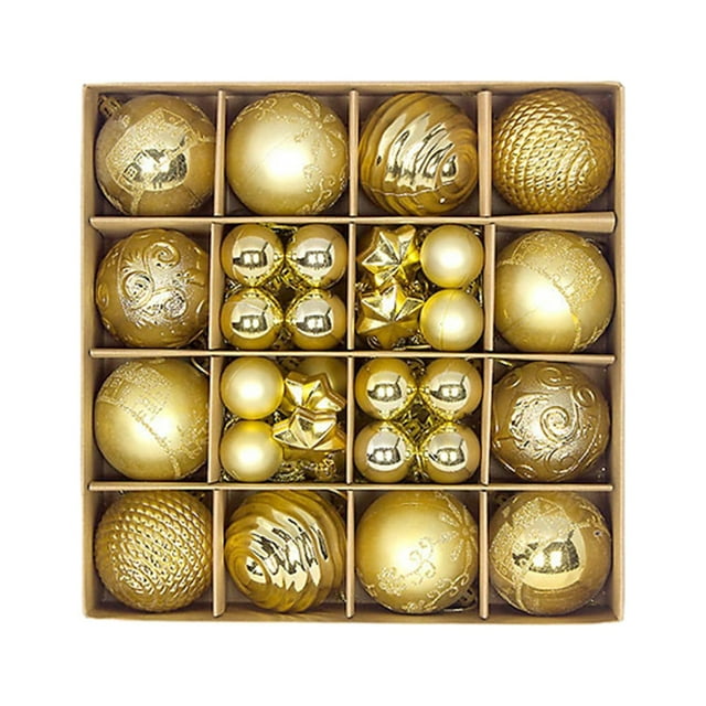 Pisexur Christmas Balls Ornaments for Xmas Tree, 44Pcs Shatterproof Christmas Tree Decorations, Tree Hanging Balls Christmas Balls Ornaments Set for Party Wedding Decoration