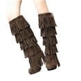 thumbnail image 4 of Fesfesfes Fuzzy Boots for Women Shoes Retro Solid Color Ethnic Style Suede Fringed Metal Decoration Female High US:4(34), 4 of 8