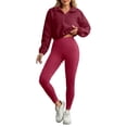thumbnail image 5 of BdTemWBs Women's 3 Piece Workout Set, Sports Vest, Leggings & 1/4 Zipper Turtleneck Pullover - Yoga Outfit Activewear for Gym Running Training, 5 of 5