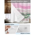 thumbnail image 3 of No Hook Cloth Fabric Shower Curtain with Snap in Liner, Pink Green Ombre Waterproof Shower Curtains Set with See Through Top Window, Abstract Modern Art Fluid Striped Bath Curtains Shower 54"x78", 3 of 6