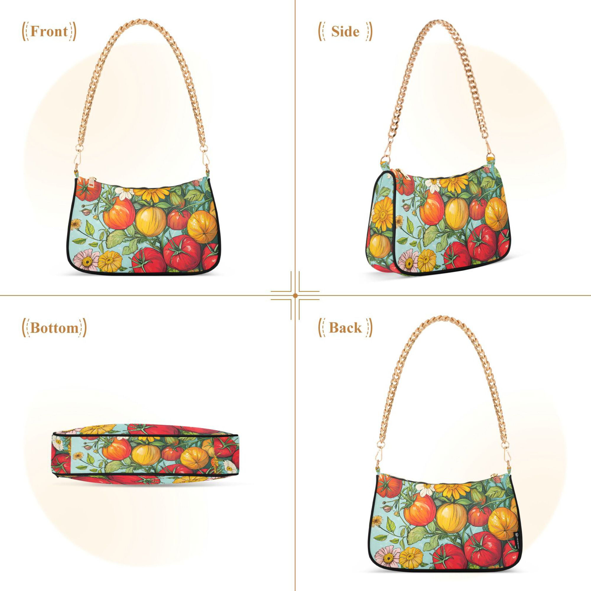 FORMRS Womens Shoulder Bag with Chain Strap Clutch Purse Cute Tote Handbag, Vibrant Tomatoes