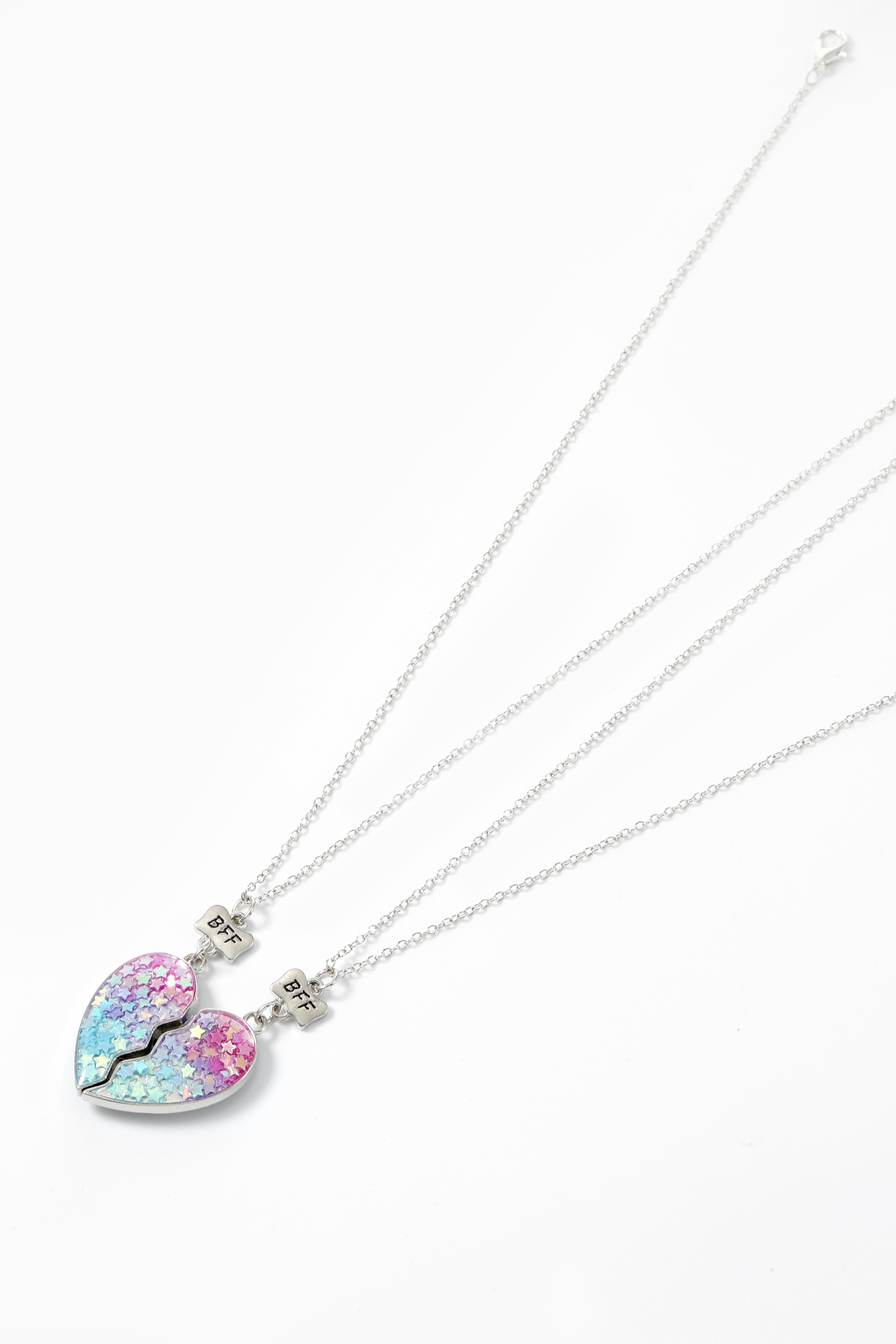 Wonder Nation Bff Heart Friendship Necklaces, Girls, Set of 2