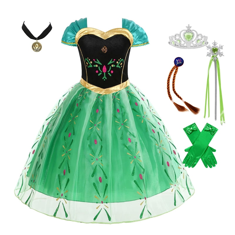 anna frozen prom dress Disney Green Anna Dress for Kids Girl Halloween Princess Disguise Frozen  Party Clothing Girls Hallloween Anna Gown Prom Dress