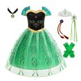 thumbnail image 4 of Vestido de Anna verde de Disney para niñas, disfraz de princesa de Halloween, ropa de fiesta de Frozen, vestido de Anna de Halloween para niñas, vestido de fiesta, 4 of 5