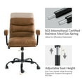 thumbnail image 6 of Modern Home Office Desk Task Chair Adjustable and Faux Leather Upholstered Camel, 6 of 10