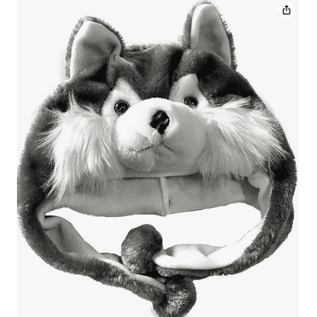 Animal Hood Hat for Kids and Adults One Size Animal Hat with Mittens (wolf)