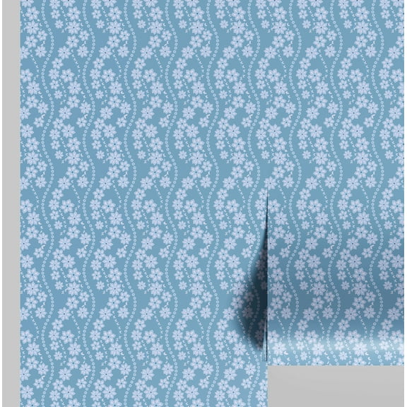 S4Sassy Ethnic Paisley Leaf Wallpaper - Blue Wall Covering, 25" x 60" Self-Adhesive Textured Vinyl Wallpaper, Wall Wrap, Easy DIY Decor For Farmhouse Bedroom, Living Room, Cabinets, Living Spaces