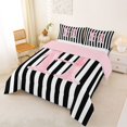 thumbnail image 2 of Manfei Minimalist Geometric Lines Full Size Comforter Sets,Initial Alphabet Bedding Comforter Set,Pink Reversible,3 Pieces,1 Comforter and 2 Pillowcases, 2 of 7