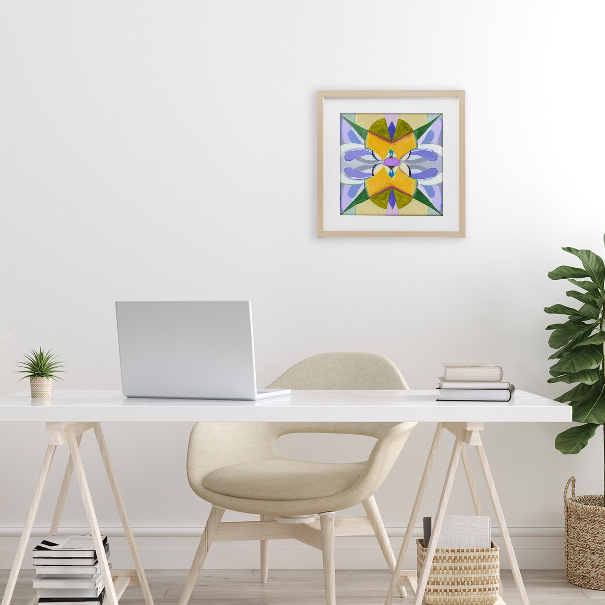 Stupell Industries Revival Kaleidoscope Symmetry Birch Framed Print Under Glass, design by Melissa Wang