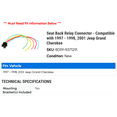 thumbnail image 2 of Seat Back Relay Connector - Compatible with 1997 - 1998, 2001 Jeep Grand Cherokee, 2 of 2