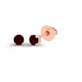 thumbnail image 2 of Decadence Solid 14K Rose Gold 3mm Round Natural Garnet January Birthstone Screwback Stud Earrings, 2 of 5