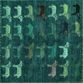 thumbnail image 1 of Ahgly Company Machine Washable Indoor Square Abstract Turquoise Blue Modern Area Rugs, 7' Square, 1 of 4