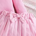 thumbnail image 5 of ZHOGXU Child Girl Outfits Solid Color Long Sleeve Top Solid Bowknot Skirt Two Pieces Set Spring And Summer Fashion Wear，Pink，L, 5 of 8