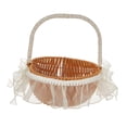 thumbnail image 3 of Cesta de flores pequeña tejida, cesta de huevos para dulces, cesta de almacenamiento práctica hecha a mano, decoración del hogar para senderismo, Marrón claro L, 3 of 8