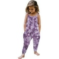 thumbnail image 2 of Penkiiy Toddler Girls Kids Jumpsuit One Piece Tie-Dye Printed Playsuit Strap Romper Summer Outfits Clothes 2-3 Years Purple, 2 of 5