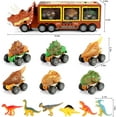 thumbnail image 2 of Allaugh Dinosaur Toys for Kids 3-8, Dinosaur Truck with Flashing Lights, Music and Roaring Sound, Kids Toys with 6 Pull Back Dinosaur Cars, 6 Dinosaur Toys and 1 Dinosaur Carrier Truck, Brown, 2 of 7