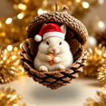 thumbnail image 4 of Acorn Shell Forest Animal Christmas Ornaments, Santa Hat Cute Wildlife Hanging Pendant, 2D Flat Acrylic Cute Creature Hanging Pendants, Festive Tree Decor Charms for Xmas Wreath, Garland Decoration, 4 of 4