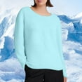 thumbnail image 2 of Ltctricy Women's Fuzzy Fleece Plus Size Tops Soft Casual Long Sleeve Crew Neck Plush Warm T Shirts Fall Winter Clothes(Sky Blue,Medium), 2 of 3