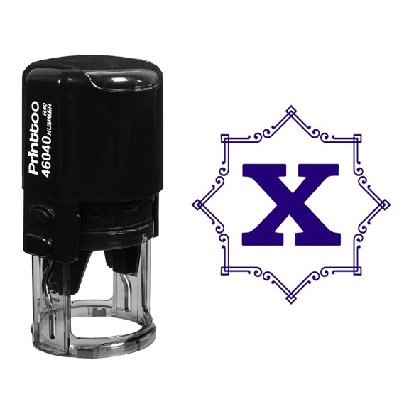 Printtoo Office Stationary Octagon Celtic Swirl Frame X Alphabet Monogram Initial R-40 Self Inking Rubber Stamp